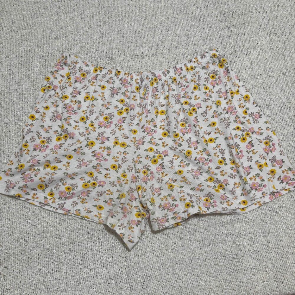 laura ashley white floral pajama set‎ shorts & top cottagecore coquette collar - Picture 6 of 9